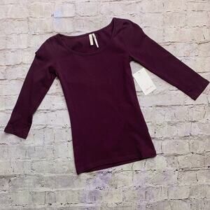 Frenchi 3/4 Sleeve Top in Burgundy Stem
